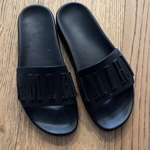 AMIRI Black Embossed Slide Sandals